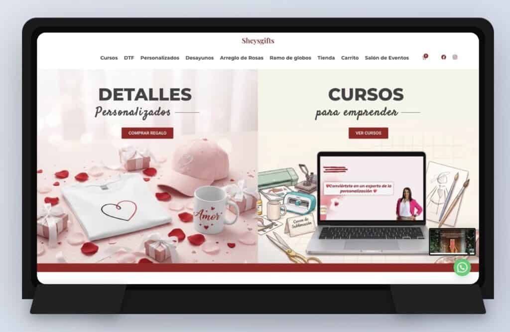 Pantalla de computadora con oferta de cursos y detalles personalizados.