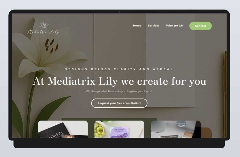 mockup website mediatrixlily
